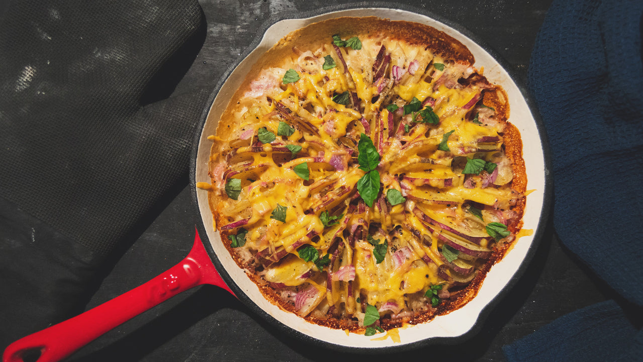 Flipped healthy potato bake