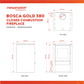 Bosca Gold 380 Charcoal Closed Combustion Fireplace