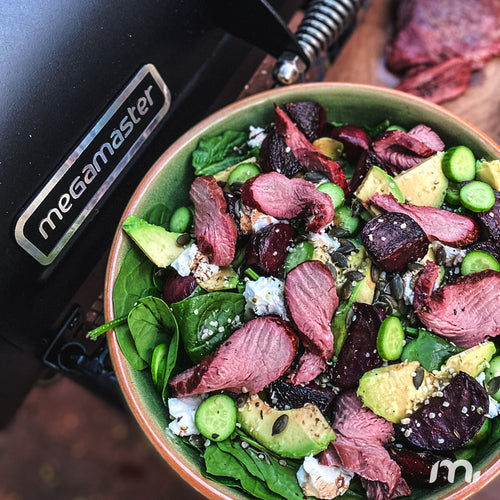 Smoked Ostrich and Charred beetroot salad