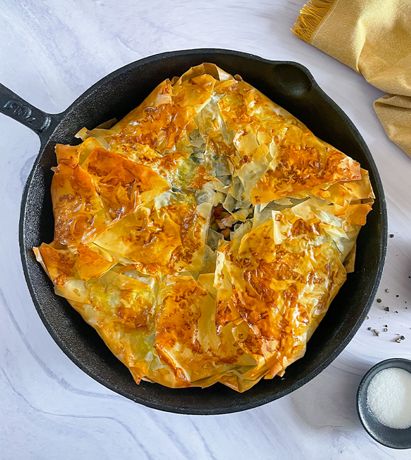 Ichumile Mpumlwana's Bacon, Spinach and Feta Phyllo Pie