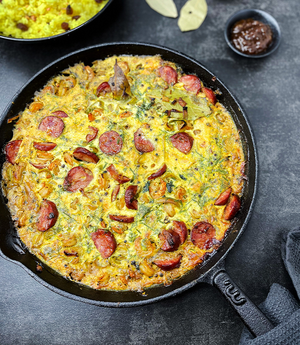 Ichumile Mpumlwana's Shrimp and Chorizo Brunch Bobotie