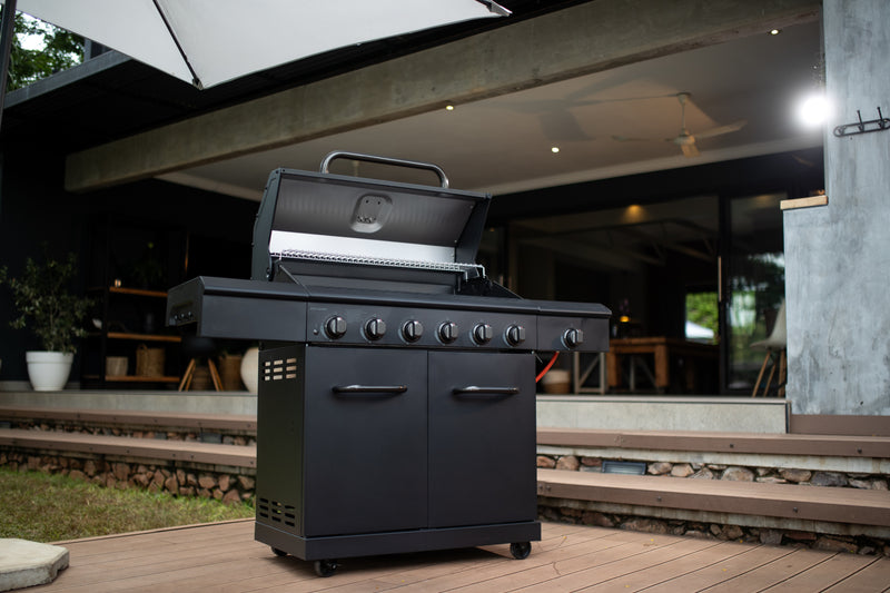 APEX SERIES 6 BURNER BLACK PATIO GAS BRAAI WITH COVER