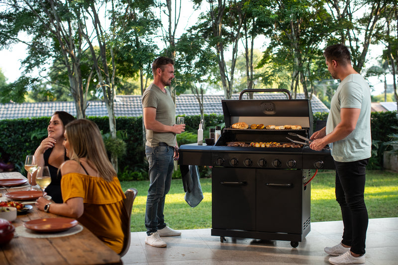 APEX SERIES 6 BURNER BLACK PATIO GAS BRAAI WITH COVER
