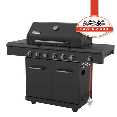 APEX SERIES 6 BURNER BLACK PATIO GAS BRAAI WITH COVER