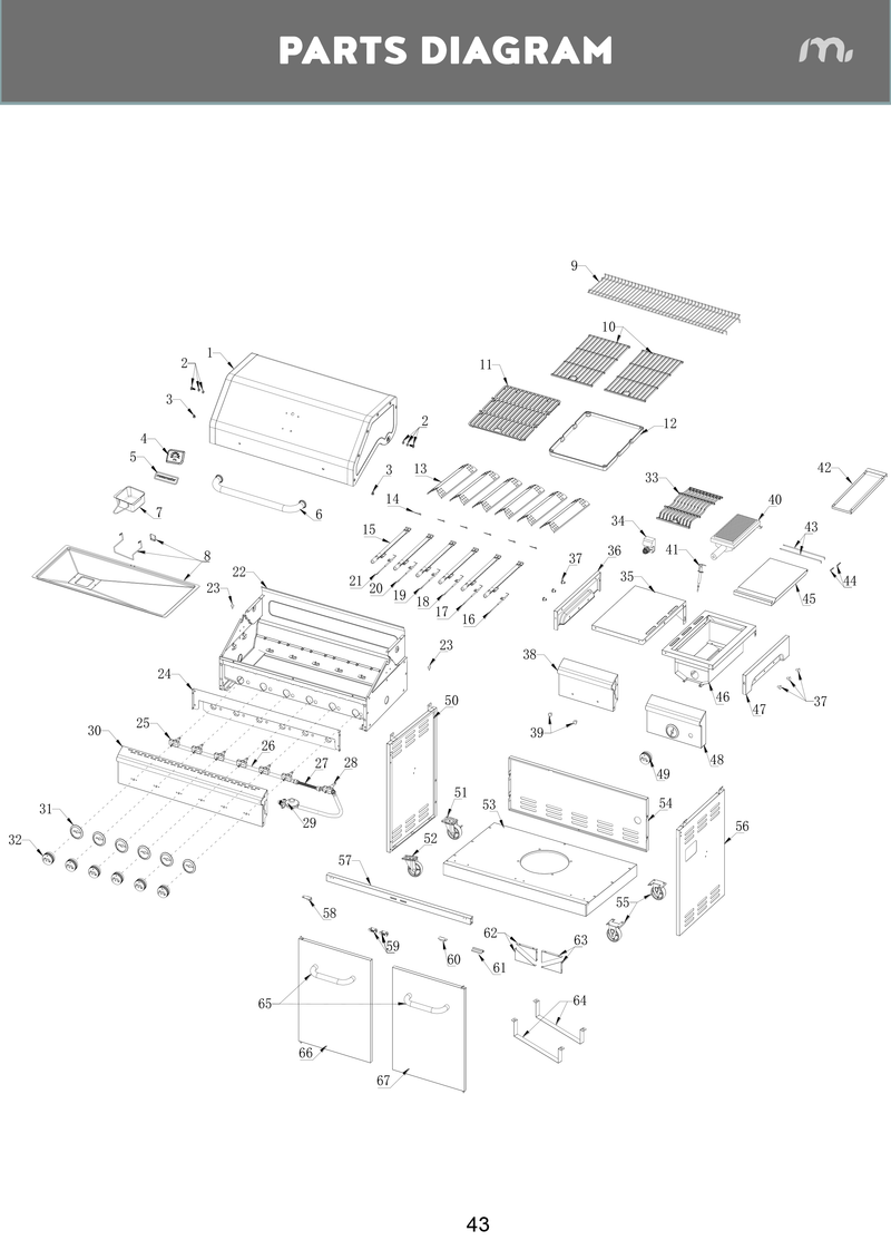 Spare Parts: Apex Series 6 Burner Gourmet  (720-0896GF)