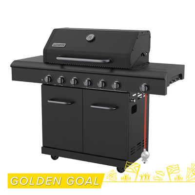 APEX SERIES 6 BURNER BLACK PATIO GAS BRAAI WITH COVER