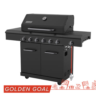 APEX SERIES 6 BURNER BLACK PATIO GAS BRAAI WITH COVER