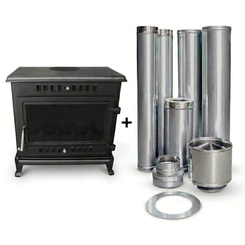 Ontario 12kW Cast Iron Fireplace INCL Flue Kit: WINTER DEAL