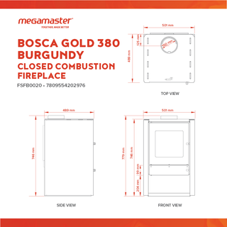 Bosca Gold 380 Burgundy Closed Combustion Fireplace