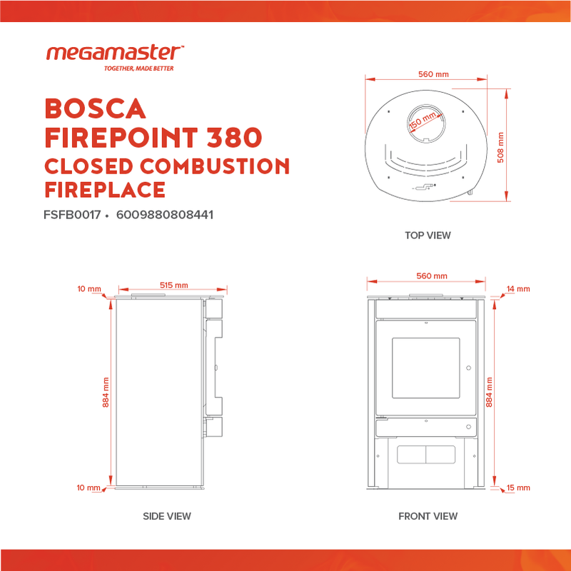 Bosca Firepoint 380 Closed Combustion Fireplace